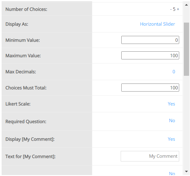 Constant Sum - Slider — configuration example