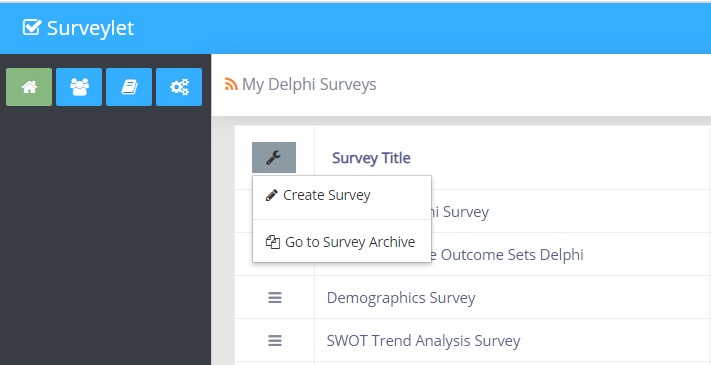Open the survey menu and choose Create Survey.