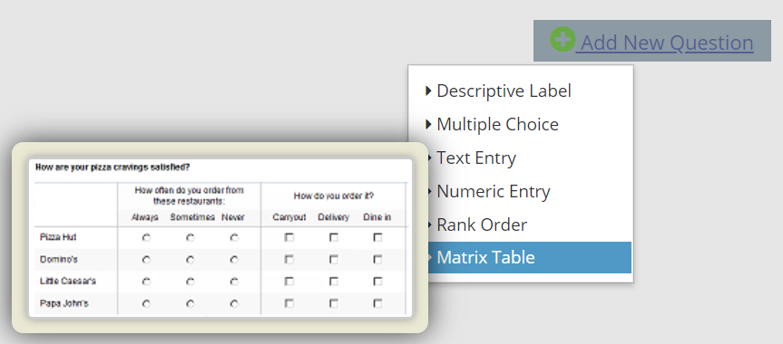 Creating Questions — configuration example