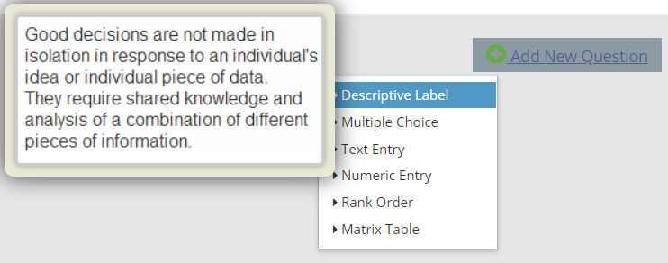 Creating Questions — configuration example