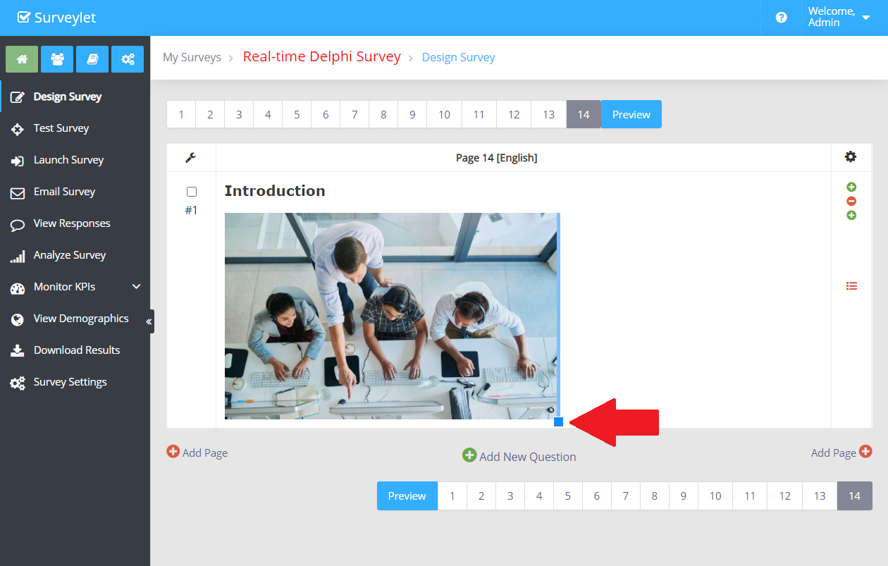 Image content can be included in a survey question.
