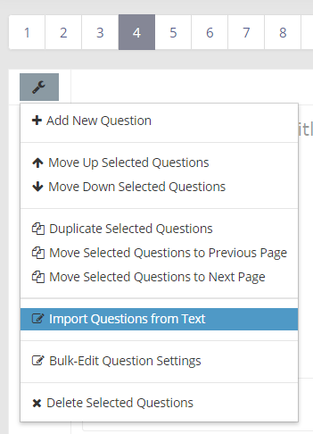 Open the question import tool.