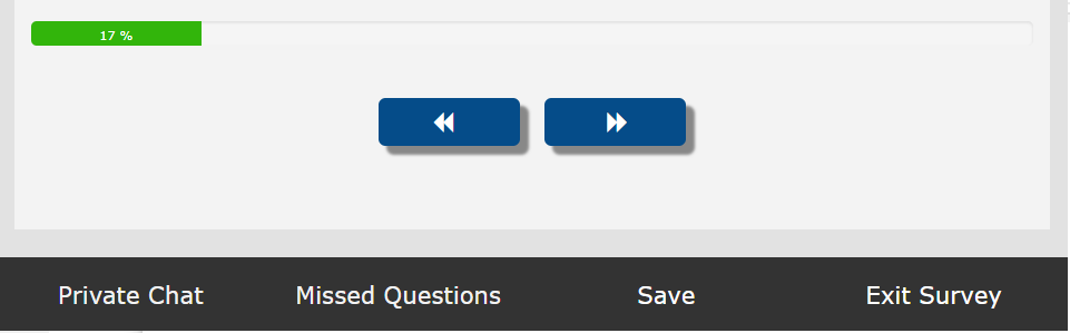 Example footer with survey navigation and participant tools.