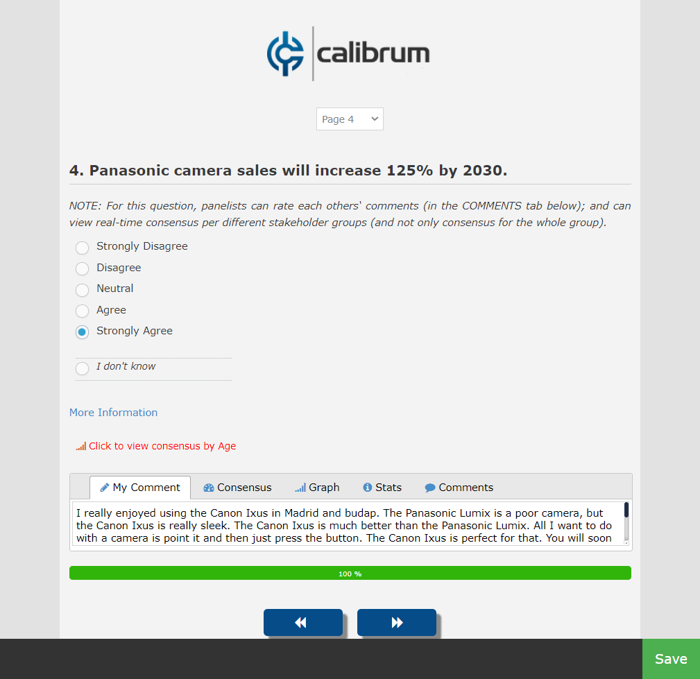 Example questionnaire page with individual questions.