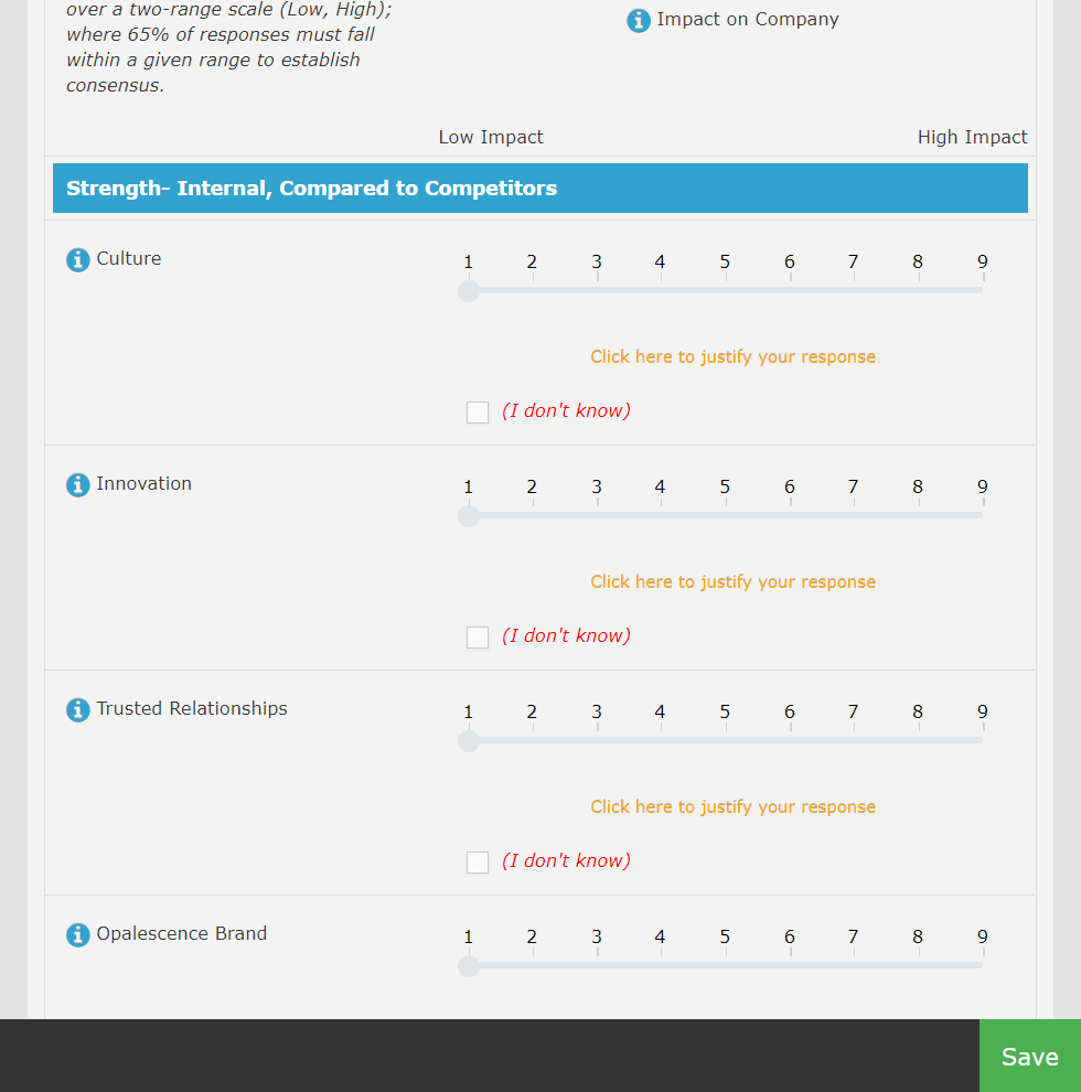 Example questionnaire page with a matrix.