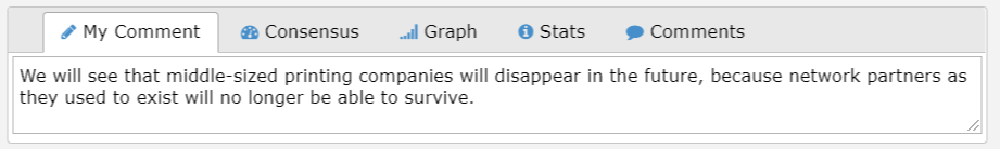 Example comment box for explaining an answer.