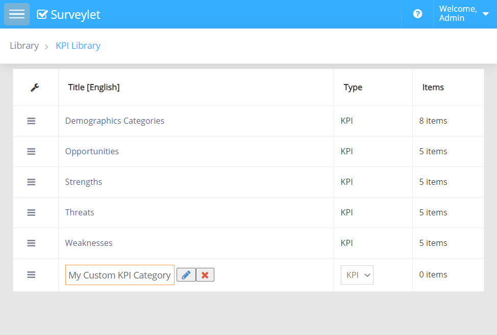 KPI Library — configuration example