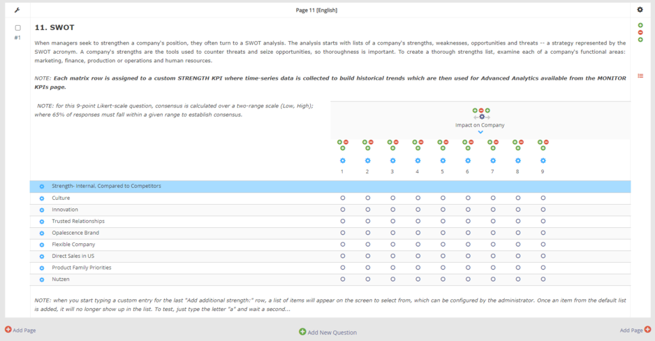 Example matrix with multiple items and rating columns.