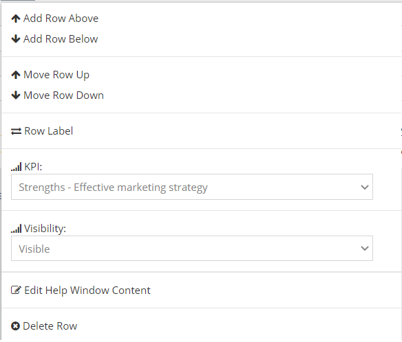 Matrix Row Settings controls an individual row.
