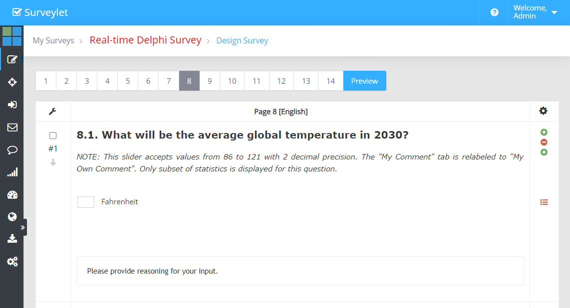 Numeric Entry - Slider — configuration example