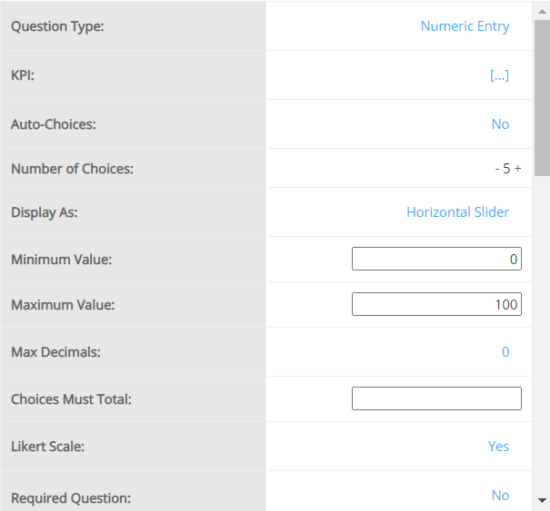 Numeric Entry - Slider — configuration example