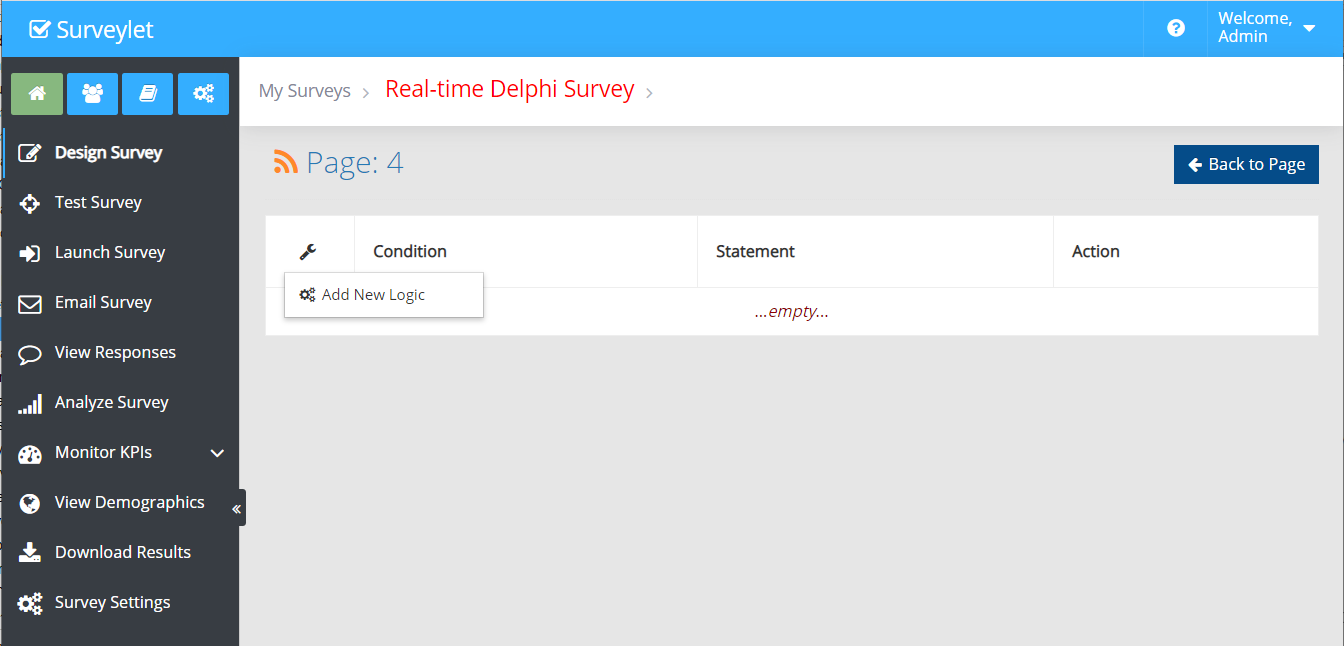 Use the branching toolbar to add a rule.
