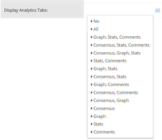 Display Analytics Tabs selects which feedback tabs are available.