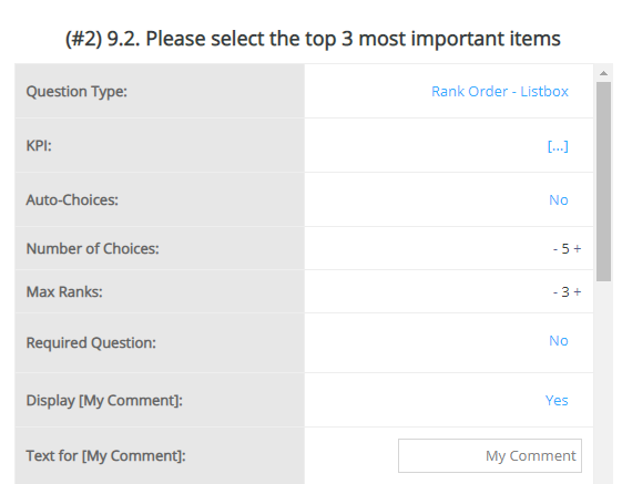 Rank Order Listbox — configuration example