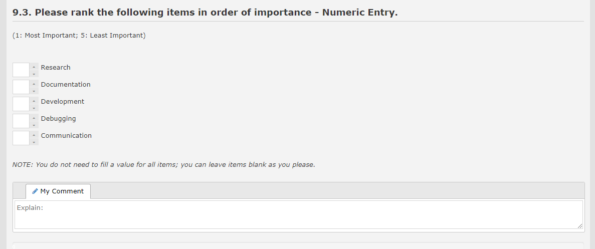 Rank Order Textbox — configuration example