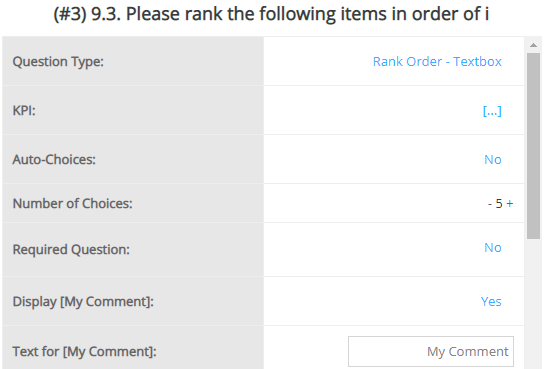 Rank Order Textbox — configuration example