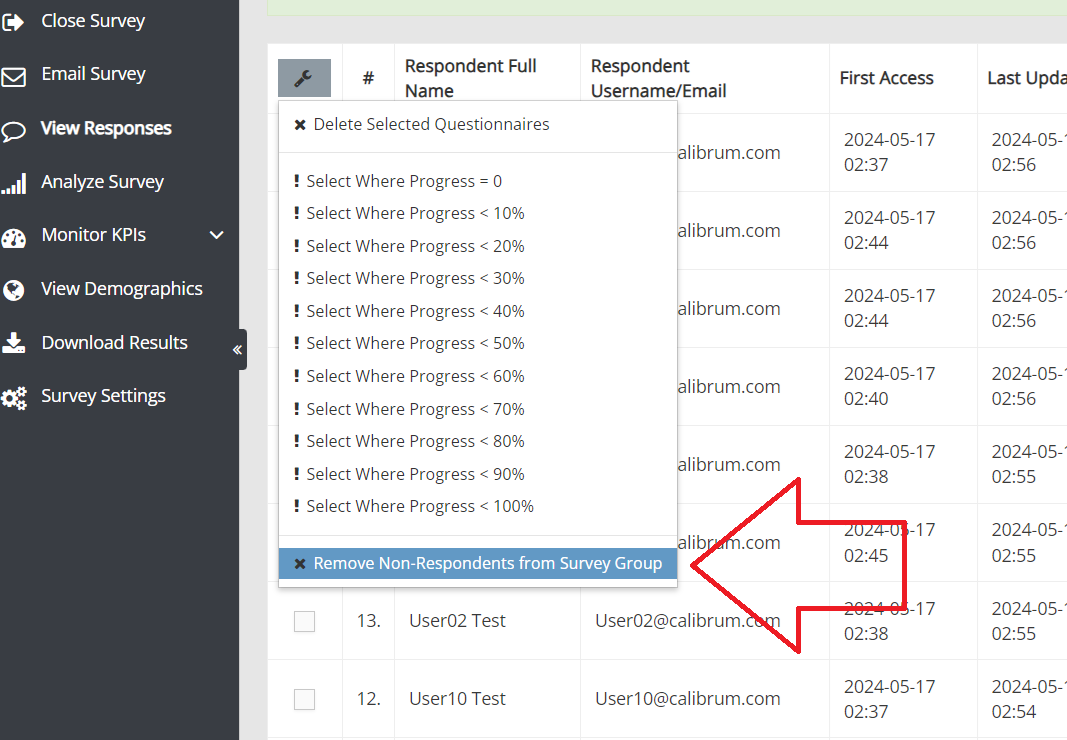 Removing Panelist from Survey — configuration example