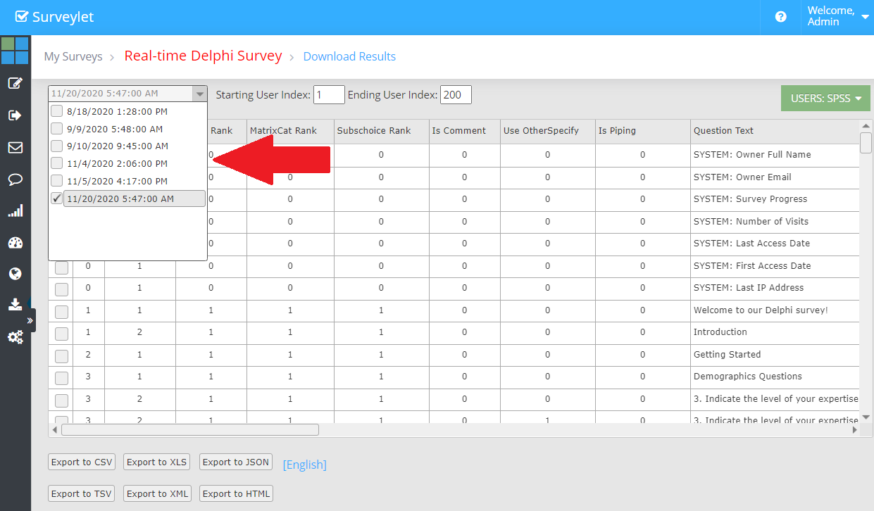Survey Rounds — configuration example