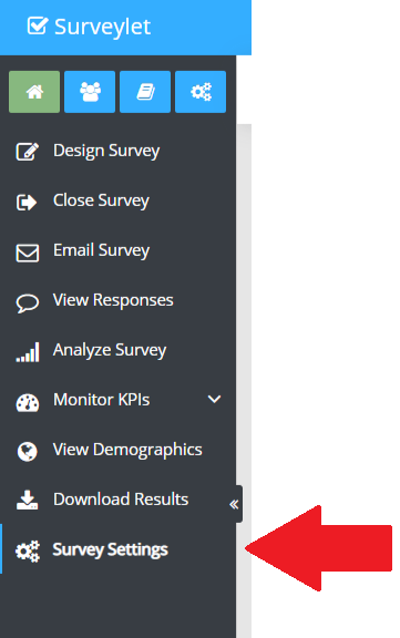 Open Survey Settings from the survey menu.