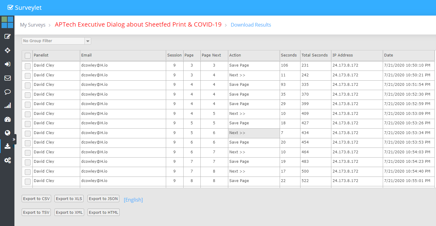 Example page navigation export.