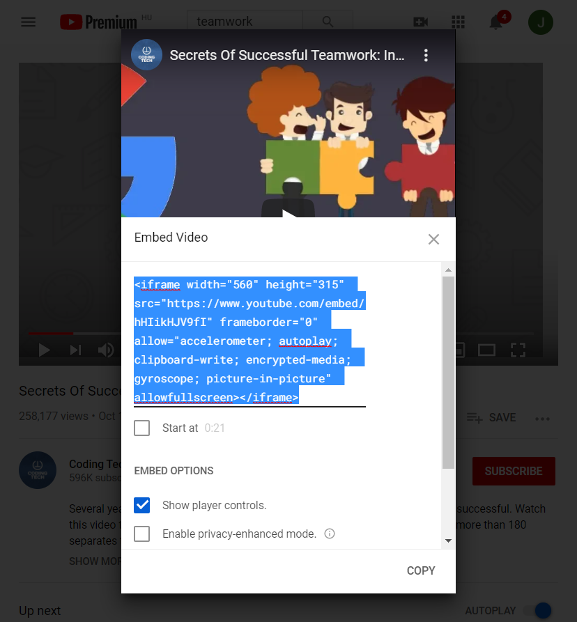 Video — configuration example