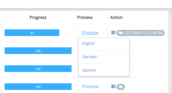 Use the response menu to inspect an individual record.